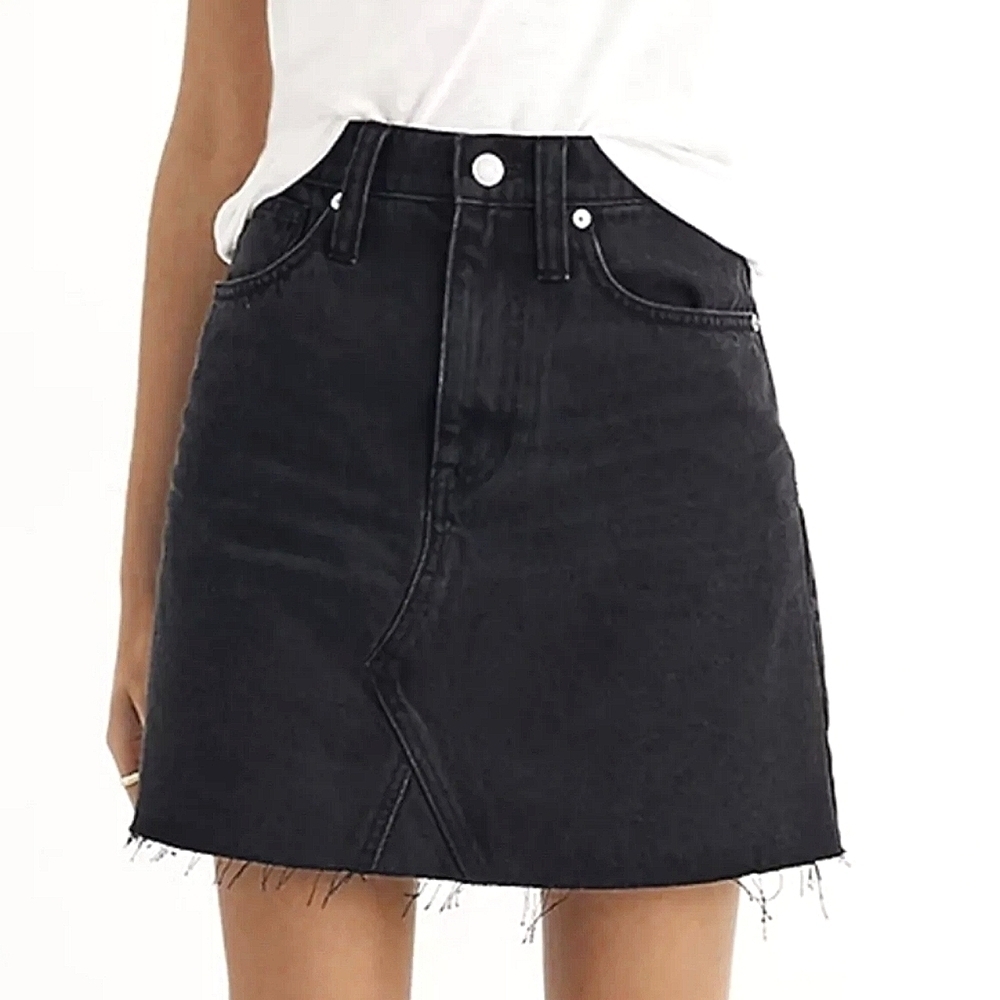 Madewell Black Denim A Line Mini Skirt Size 23